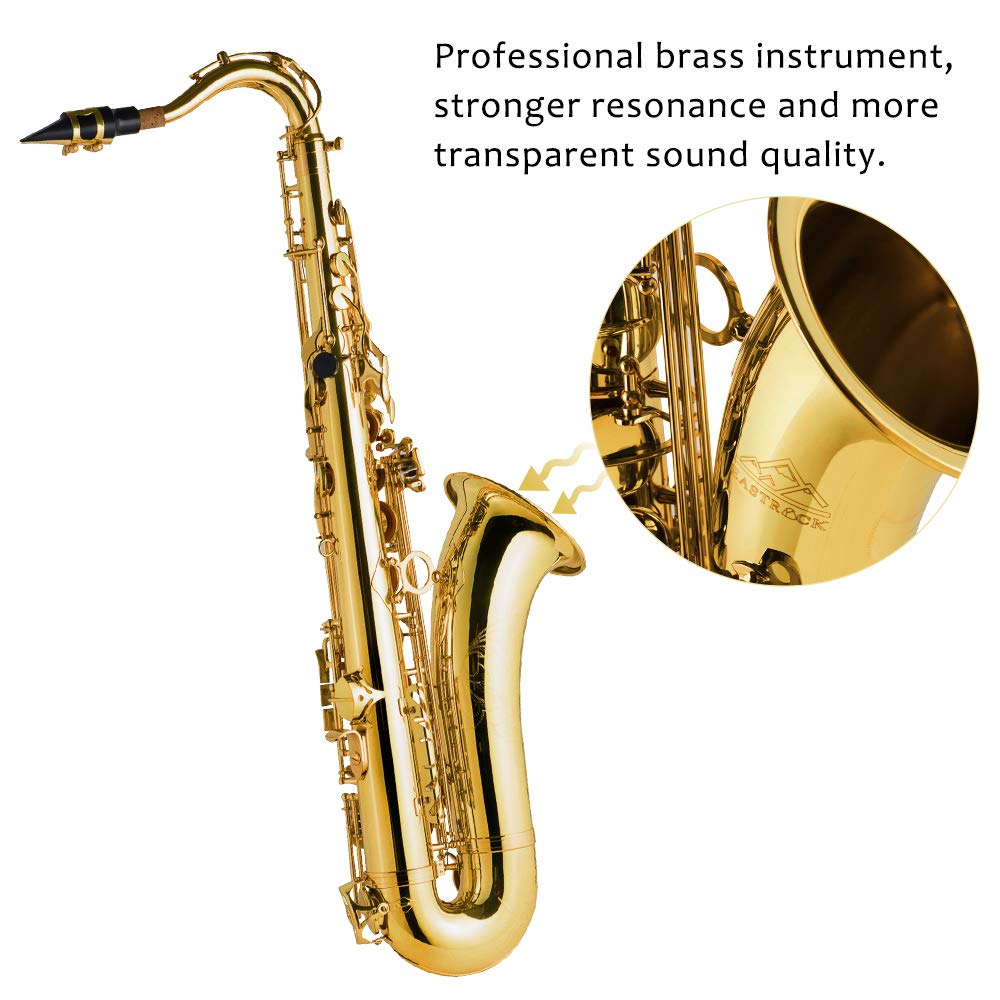 EASTROCK Tenor Saxophone Golden B Flat Tenor Sax Professional Tenor Saxophone for Beginners Students Kids and Musicians with Car